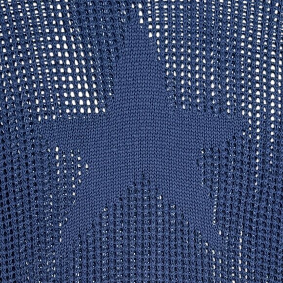 NEW EDIKTED STAR CROCHET KNIT BLUE SWEATER SHEER GRANOLA INDIE RESORT SMALL - Picture 4 of 7